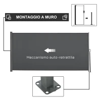 Outsunny Frangivista da Giardino Estensibile fino 3 m e Alto 1.6 m, Poliestere Anti UV e Alluminio, Grigio(m-4)