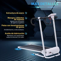HOMCOM Cinta de Andar Plegable Cinta de Correr Eléctrica Velocidad de 1-10km/h con Pantalla LCD y Carga Máx. 110 kg para Fitness Hogar Oficina 125x61x118 cm Blanco y Negro(m-7)