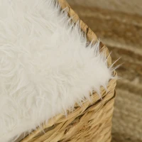 PawHut kattengrot met waterhyacintgras, 2 slaapruimtes, 2 wasbare kussens, naturel + wit(m-8)