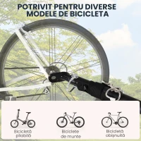 HOMCOM Remorcă Bicicletă cu Pereți Pliabili, Cârlig și 4 Reflectoare, din Oțel și PE, 139x71.5x49 cm, Negru(m-8)