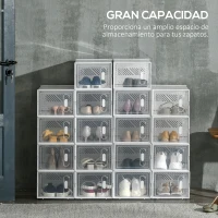 HOMCOM Organizador de Zapatos Modular Estantería Modulable con 18 Cubos Puertas Magnéticas 25x35x19 cm Transparente(m-5)