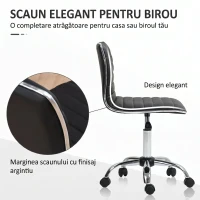 HOMCOM Scaun de birou ergonomic din piele PU, cu înălțime reglabilă, șezut rotativ și roți, negru(m-5)