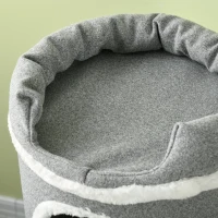 PawHut Kattenkrabpaal Krabton, 2 Kattenholen, 4 Ligplekken, 4 Krabpalen, 57 x 57 x 99 cm, Grijs + Wit(m-8)