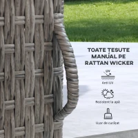 Outsunny Dulap de Grădină din Ratan PE cu 2 Compartimente, 60x63x120cm, Gri(m-5)