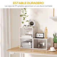 HOMCOM Organizador de Zapatos Modular Estantería Modulable con 8 Cubos Puertas Magnéticas 28x36x21 cm Transparente(m-8)