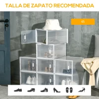 HOMCOM Organizador de Zapatos Modular Estantería Modulable con 8 Cubos Puertas Magnéticas 28x36x21 cm Transparente(m-7)