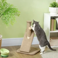 PawHut Krabpaal met Krabblad, Speelbal, Noppenstructuur/Sisal, 54 cm, Lichtbruin(m-2)