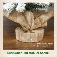HOMCOM Mini Kunstkerstboom 90 cm met sneeuw, 486 takken, cementvoet met linnenbekleding(m-6)