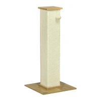 PawHut Poste Rascador para Gatos de 80 cm Árbol para Gatos con Poste de Sisal y Bola Colgante 38x38x80 cm Roble(m-11)