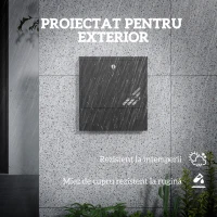 HOMCOM Cutie Poștală de Perete din Metal cu Fereastră și Serratura, 30x8.5x32.5 cm, Gri Carbon(m-4)
