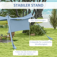 Outsunny Zonnescherm, waterdicht, aanpasbaar, lichtgewicht, opvouwbaar, stalen palen, 3x3x2m, Blauw(m-5)