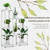Outsunny Bloemenstandaard, Plantenstandaard, 7 Niveaus, voor Binnen- en Buitengebruik, Staal, wit, 65 x 23 x 94,5 cm(m-4)