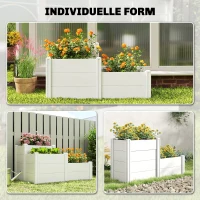 Outsunny Verhoogde plantenbak 3-laags stapelbaar tuinbed met open bodem, modulair kruidenbed DIY montage kunststof(m-5)