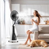 HOMCOM Ventilatore a Nebulizzazione da 3L a 3 Modalità e 3 Velocità, in Plastica e Metallo, 50x40x125 cm, Bianco e Nero(m-10)