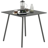 Outsunny Tuintafel, Buiteneettafel voor 4 Personen, Stalen Frame, Makkelijk te Reinigen, Roestbestendig, 80 x 80 x 74 cm, Grijs(m-11)
