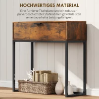 HOMCOM Consoletafel met lade, industrieel design, voor hal en woonkamer, 80x30x76 cm, zwart(m-6)