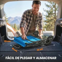 Outsunny Carro de Jardín Plegable con Ruedas Bloqueables Mango Ajustable Portavasos Carga 80 kg para Campaña 85x50x99 cm Azul(m-6)