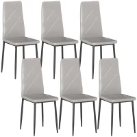 HOMCOM Set di 6 Sedie da Pranzo Moderne con Schienale Alto in Finta Pelle e Acciaio, 41x50x97 cm, Grigio(m-1)