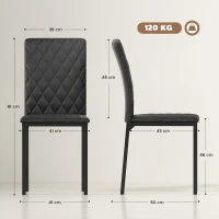 HOMCOM Pack de 4 Sillas de Comedor con Respaldo Alto Tapizadas en Cuero Sintético Patas de Acero Negro(m-3)