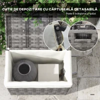 Outsunny Cutie de depozitare pentru grădină și casă din ratan cu material textil interior, 57x34x62cm, gri(m-6)