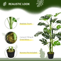 Outsunny 100cm/3.3FT Artificial Monstera Tree Decorative Cheese Plant 21 Leaves with Nursery Pot, Fake Tropical Palm Tree for Indoor Outdoor Décor, Set of 2(m-4)