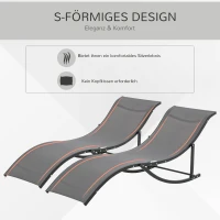 Outsunny set van 2 ligstoelen aluminium 165 x 61 x 63 cm(m-4)