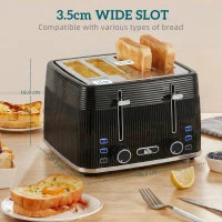 HOMCOM 4 Slice Toaster with 7 Browning Levels, Bread Toaster with Removable Crumb Tray, Black(m-4)