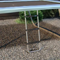 SPORTNOW Scară pentru Trambulină Reglabilă cu 3 sau 2 Trepte din Oțel, 97x32cm, Argintiu(m-10)