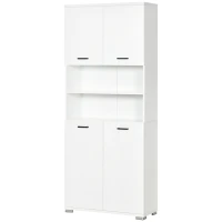 kleankin Mobile Bagno in Truciolato Bianco con 2 Armadietti con Ante e 2 Ripiani Aperti, 80x33.5x190 cm(m-11)