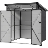 Outsunny 1,9 x 1,9 m Tuinhuis, Gereedschapsschuur van Kunststof, Afsluitbare Deuren, 2 Ventilatieopeningen, Donkergrijs(m-10)