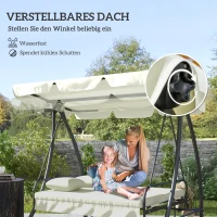 Outsunny Hollywoodschommel, Schommelbank met Ligfunctie, 3 Zits, Metaal+Polyester, 200 x 125 x 170 cm, Wit(m-5)