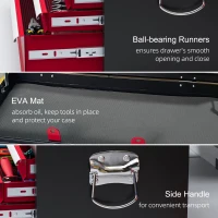 HOMCOM Steel Six Drawer Tool Storage Carry Chest, with Lock and Keys - Red(m-6)
