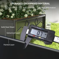 Outsunny Raised Bed for Garden with Trellis, Galvanised Planter Box with Diamond Pattern, Drainage Holes for Vegetables, Herbs and Flowers, 90 x 40 x 120 cm, Black(m-6)
