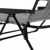 Outsunny Zonnebed Tuinligstoel Relaxlig, opvouwbaar, weerbestendig, 194 cm x 72 cm x 31 cm, Zwart + Grijs(m-10)
