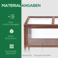 Outsunny Verhoogd frame van hout koude kas kruidenbed voor tuin balkon bruin hout pc-plaat(m-4)