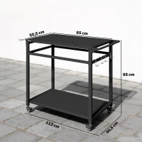 Outsunny Keukenwagen met wielen, 2-laagse serveerwagen met vuilniszakhouder, haken, handgrepen, 113 x 50,5 x 88 cm zwart(m-3)
