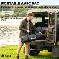 Outsunny Tente de camping familiale 4 pers. étanche facile à monter 2 grandes portes dim. 5,55 x 2,25 x 1,9 m gris foncé et bleu(m-7)