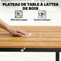 Outsunny Table de jardin pour 6 à 8 personnes, table à manger extérieure plateau à lattes en bois massif, 180x86x74cm, teck(m-5)