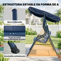Outsunny Balancín de Exterior con Toldo Ajustable en Ángulo Impermeable y Marco de Acero para Patio Balcón 170x110x153 cm Azul(m-6)