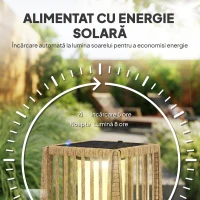 Outsunny Lampă de Podea Solară din Ratan, Lanternă de Grădină cu LED Auto On/Off, 68 cm, IP44, pentru Terasă, Curte, Patio, Maro Nisipiu(m-4)