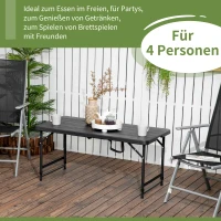 Outsunny buitentafel, tuintafel, voor 4 personen, opvouwbaar, in hoogte verstelbaar, houtlook, grijs+zwart, 118 x 60 x 74 cm(m-4)