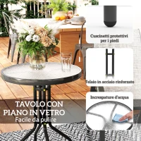 Outsunny Set da Giardino 3pz con 2 Sedie da Giardino 54x71x93 cm e Tavolino Rotondo Ø60x71 cm in Acciaio Grigio(m-7)