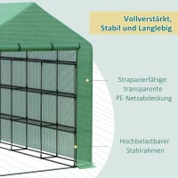 Outsunny foliekas met planken 244 cm x 180 cm x 210 cm(m-6)