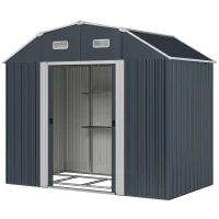 Outsunny Tuinhuis gereedschapsschuur tuinhuis, weerbestendig, 2 ramen, 2 deuren, 238 x 132 x 198,5 cm, Donkergrijs(m-10)