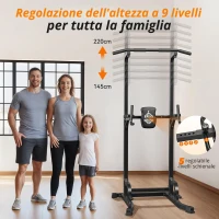 Power Tower Stazione per trazioni, 10‑in‑1 allenamento total body, schienale ispessito & allargato, 105x87x220 cm, Nero(m-5)