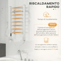 HOMCOM Scaldasalviette Elettrico da Terra o Parete 150W con 8 Barre e Timer 2-4 Ore, 53x35x90 cm, Argento(m-6)