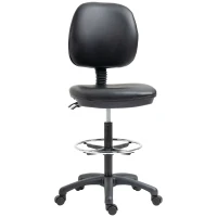Vinsetto Tabouret à roulettes réglable en hauteur 69-91 cm avec dossier inclinable et repose-pieds réglable(m-12)