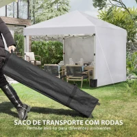 Outsunny Tenda Dobrável Pop-up 297x297x288 cm com 2 Paredes Laterais Anti-UV Altura Ajustável em 3 Níveis e Bolsa de Transporte Branco(m-9)