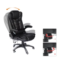 HOMCOM Silla de Oficina y Escritorio Regulable en Altura Reclinable 135° y Función Basculante Con Calefacción y Función Masaje con 5 Programas y 6 Puntos Vibratorios 62x68x111-121cm Hasta 120kg Negro(m-6)