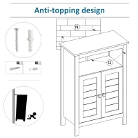 kleankin Bathroom Floor Cabinet, Free Standing Cupboard with Double Doors and Adjustable Shelf for Kitchen, Hallway, Living Room, Grey(m-9)